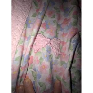 Vintage Pink Chenille trim Floral retro cottage Bath Spa robe S/M Cottagecore